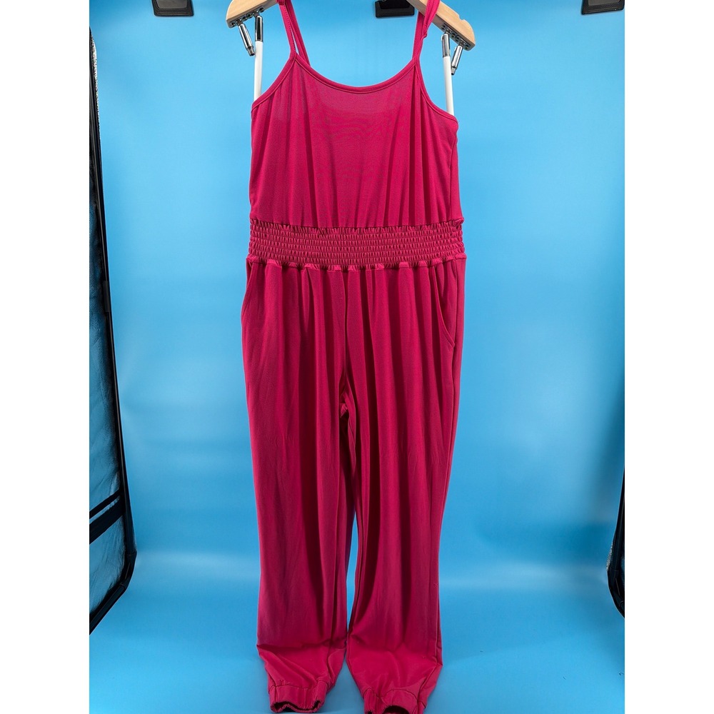 Jolie & Joy Magenta Pink Smocked Waist Sleeveless Jogger‎ Jumpsuit Small